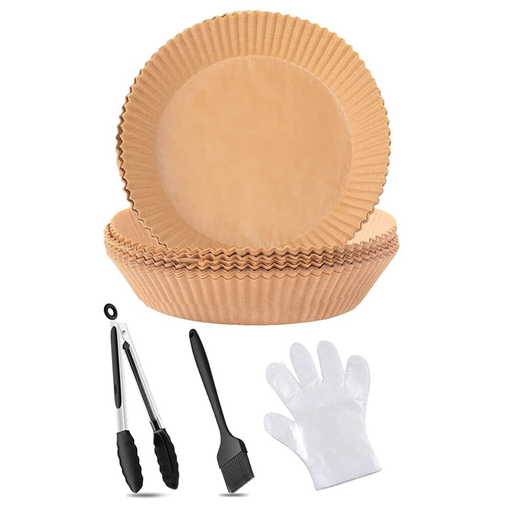 Semoic 100Pc Air Fryer Disposable Paper Liner, Non-Stick Air Fryer Liners With 100Pc Disposable Gloves, Oil-Proof, Water-Proof