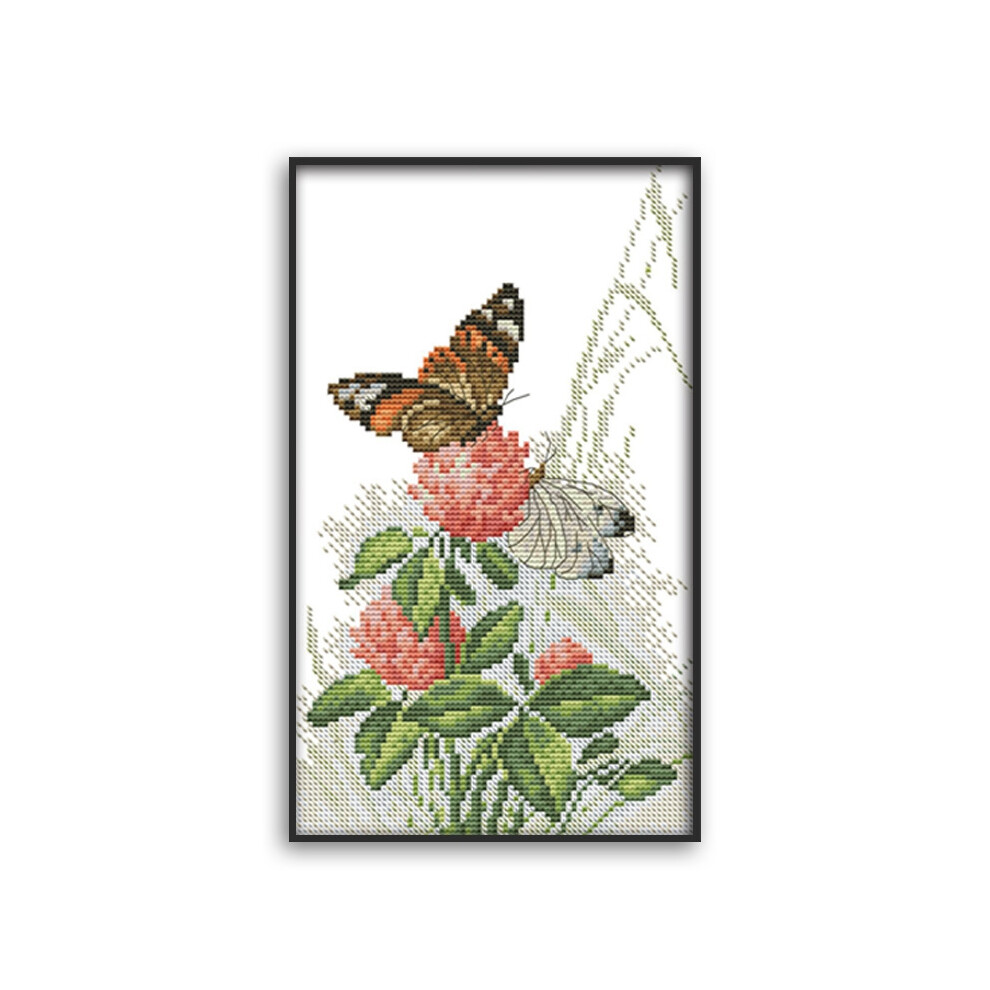 Semoic Stitch Kits Stamped Of Embroidery Kits For Beginners Diy 11Ct 3 Strands - Butterflies Over Flowers