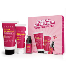 Set Regalo Cura Capelli Arata Per Uomini & Donne | Shampoo, Balsamo & Siero Trio | Riduce Rotture & Controlla Crespo | 230 Ml