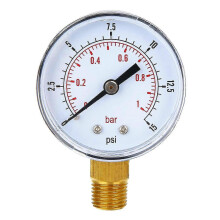 Lagedrukmeter 0-1 bar voor brandstof, lucht, olie en water, miniformaat