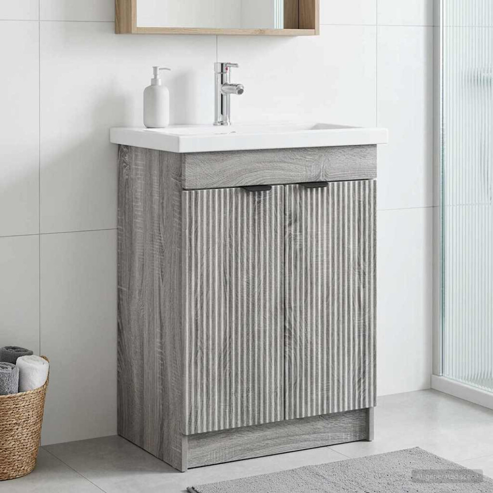 Vidaxl Bathroom Under Sink Cabinet Sonoma 78.5 X 37.5 X 81 Cm Grey