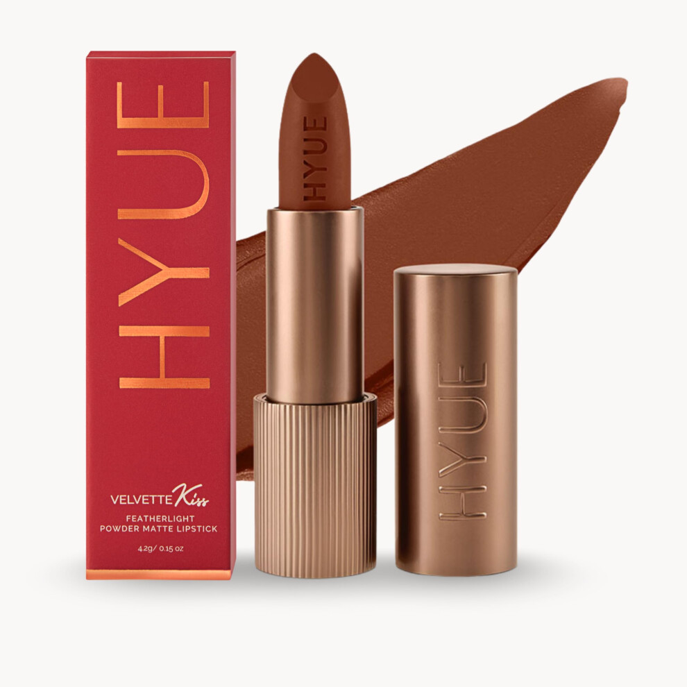Hyue Velvette Kiss Matte Bullet Lipstick | Coco Couture | Feather Light & Powder Finish | Long-Wear Intense Color | With Jojoba, Almond & Gooseberry |