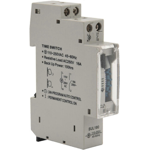 DIN rail timer for electrical control 15-min increments 24-hour cycle