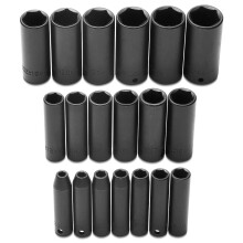 Stanley Proto J72216 19 Piece 6 Point 3/8" Drive Deep Metric Impact Socket Set
