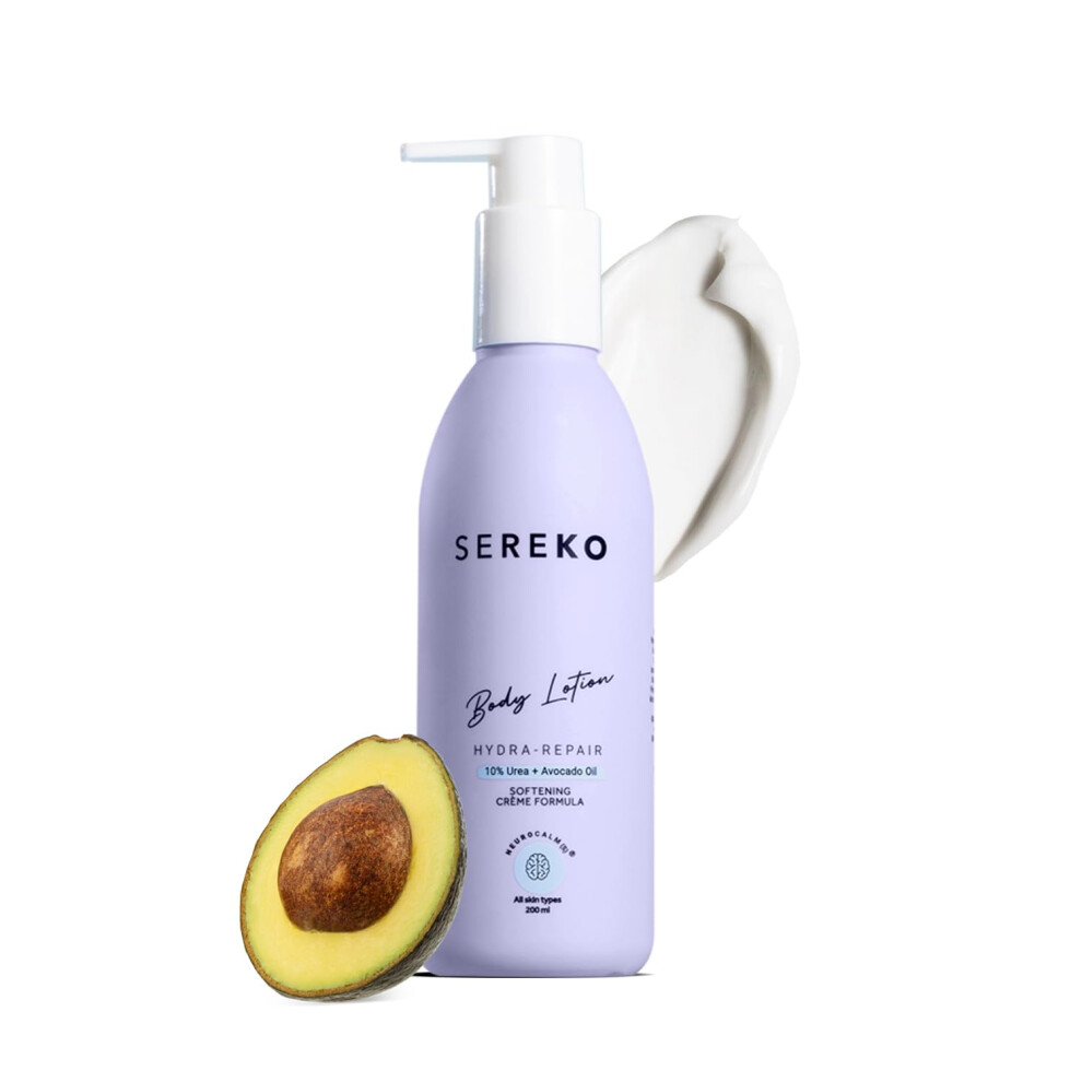 Sereko 10% Urea & Avocado Oil Body Lotion 200Ml | For Strawberry Legs, Detans, Rough Bumpy Skin| Body Lotion For Men & Women | Aha Bha Free | Gentle E