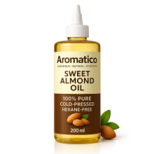 Aromatico 100% Ren Kallpressad Söt Mandelolja För Hår & Hud - 200Ml | Vitaminrik Naturlig Olja