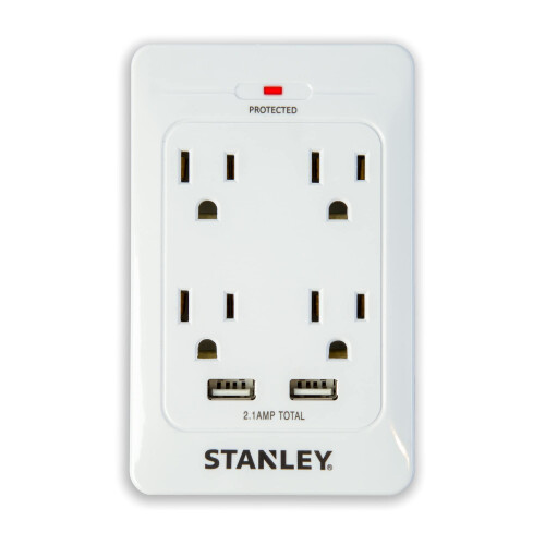 STANLEY Stanley 33202 SurgeQuad AC e USB Wall Tap, Bianco