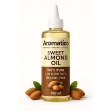 Aromatico 100% Ren Sweet Almond Oil Kallpressad För Hår & Hud, Naturlig Fuktighetslösning - 100Ml