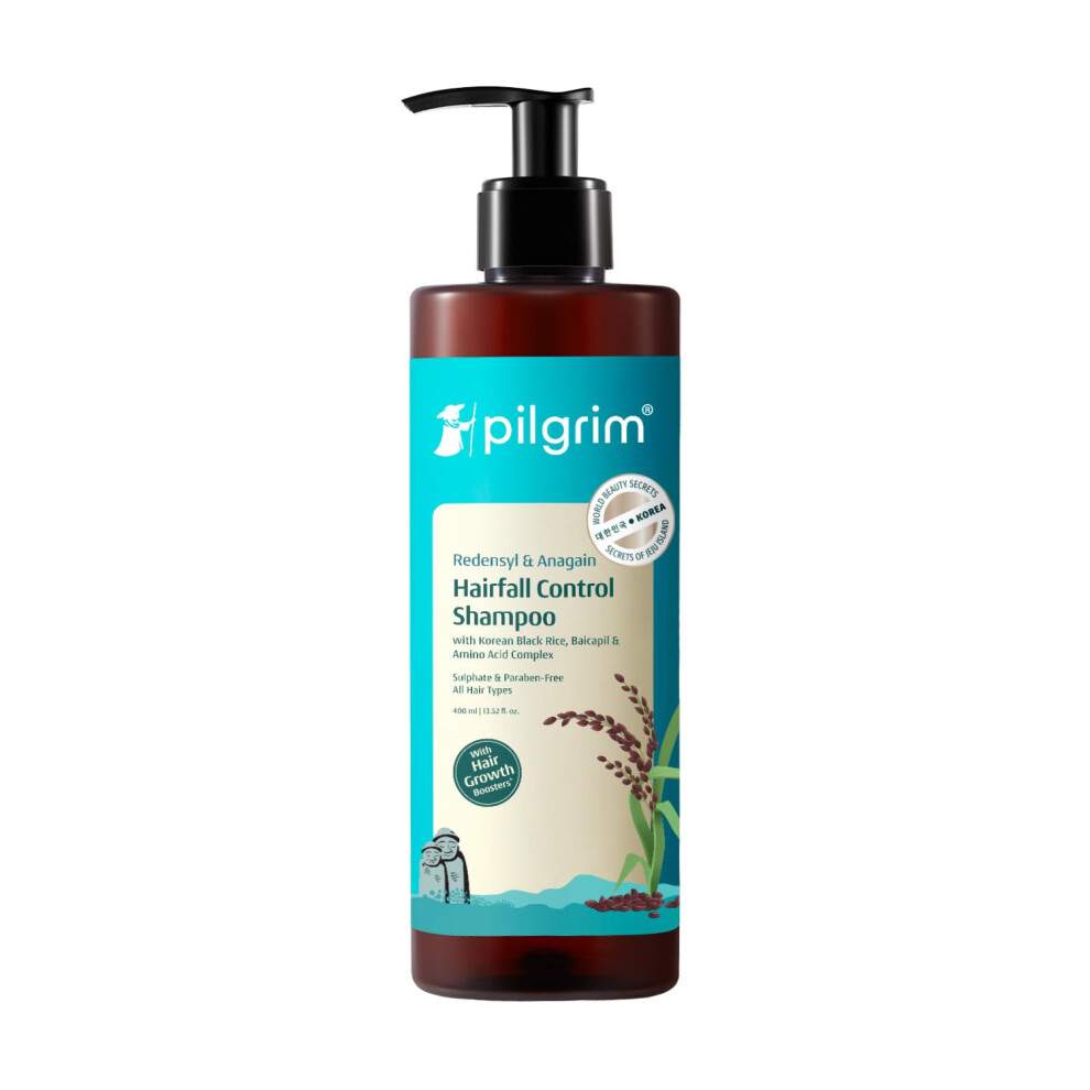 Pilgrim Redensyl & Anagain Hairfall Control Shampoo With Korean Black Rice | Hair Growth Boosters | For Thick & Dense Hair | Reduces Hair Fall | All H