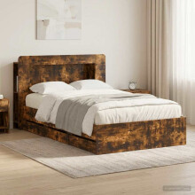 vidaXL Bed Frame with Storage Smoked Oak 120 x 190 cm Engineered Wood