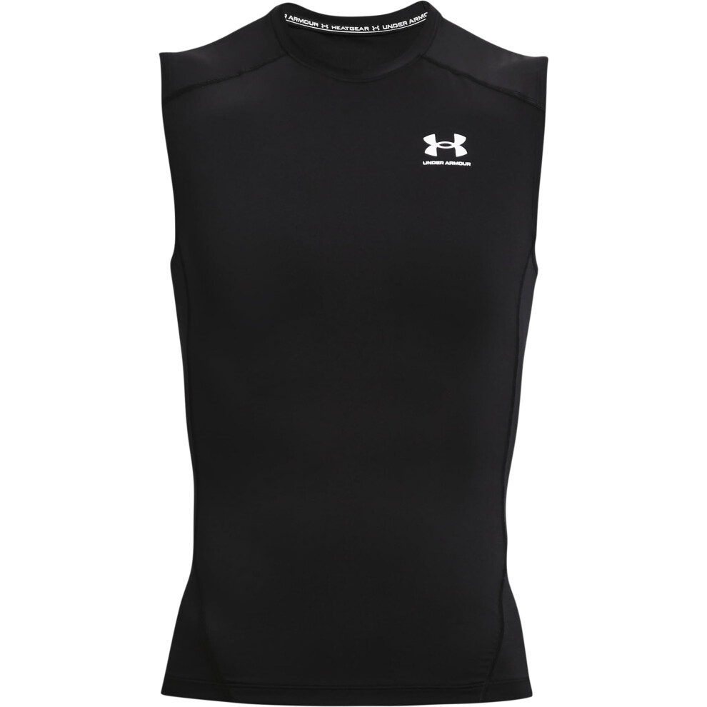 Under Armour Mens Armour Heatgear Compression Sleeveless T-Shirt, Black (001)/White, 3X-Large