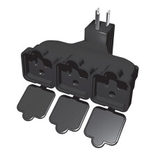 Stanley 31110 PlugMax Outdoor Grounded 3-Outlet Covered Adapter, Black