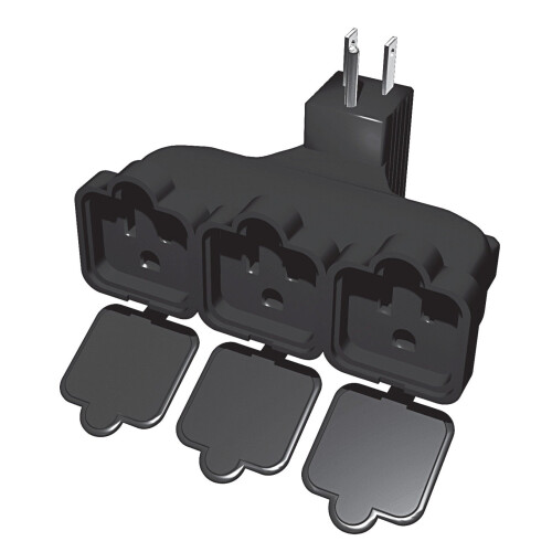 STANLEY Stanley 31110 PlugMax Utomhus 3-Uttagsadapter med Lock, Svart