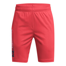 Shorts Under Armour Garçons Tech Wordmark, Rouge Solstice / Marine Minuit, X-Large