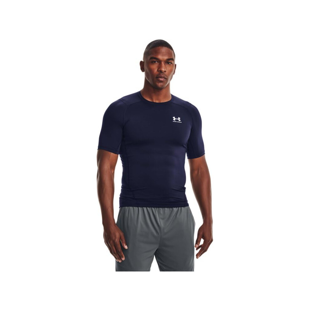 Under Armour Men's Big & Tall Heatgear Comp Short Sleeve, Midnight Navy/White