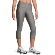 Under Armour Womens HeatGear Armour High Waisted Pocketed No-Slip Capri, (020) Charcoal Light Heather / / Black, Medium