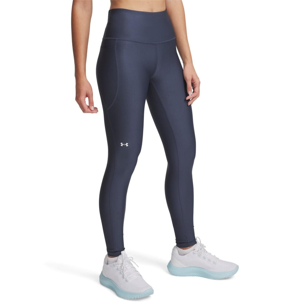 Under Armour Womens Heatgear Armour High Waisted Leggings, (044) Downpour Gray / / White, Large
