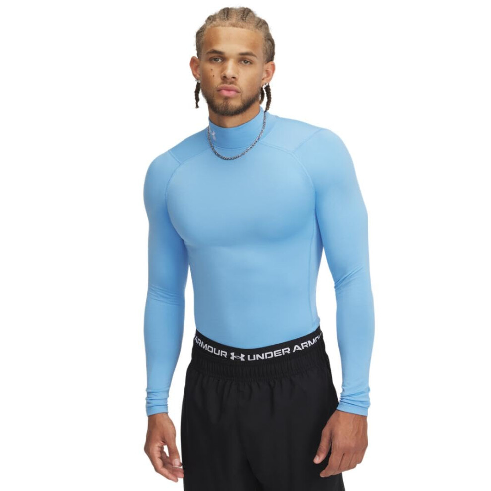Under Armour Men's Coldgear Armour Compression Mock, (475) Carolina Blue/White/White, Small