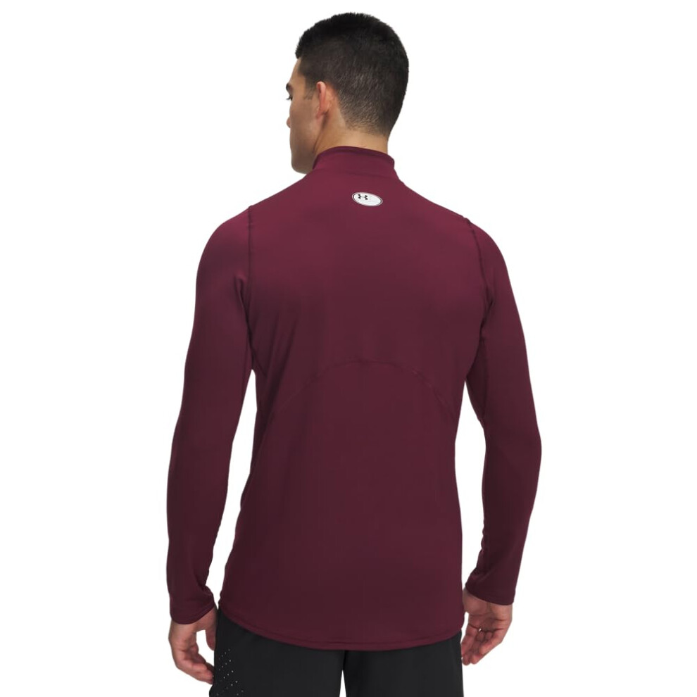 Under Armour Men's Coldgear Fitted Mock, (609) Maroon / / White, Medium