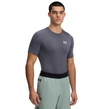 Under Armour Heren HeatGear Compressie Korte Mouw T-Shirt, Castlerock/Wit, L