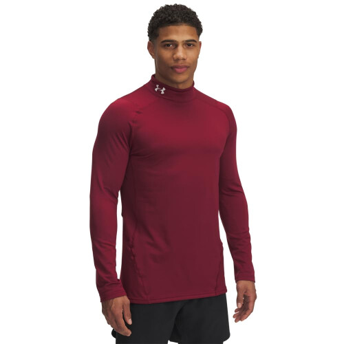 Under Armour Under Armour Heren ColdGear Fitted Mock, Kardinaal/Wit, L