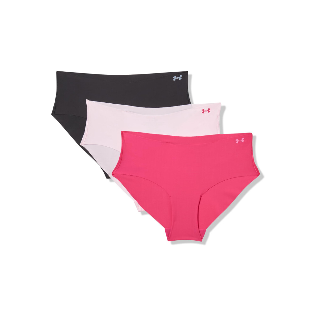 Under Armour Ua Pure Stretch No Show Hipster-Solid3pk, Shaded Fuchsia, M
