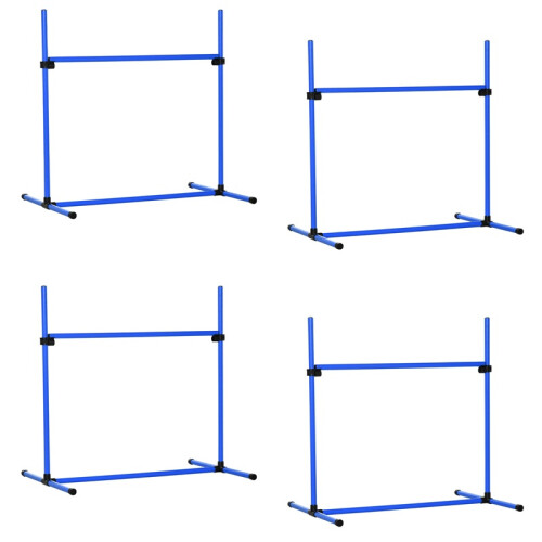 Set per agility dog regolabile in altezza con pali, blu