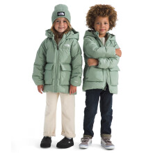 The North Face Kids' North Down Fleece-Lined Parka - 600 Fill Recycled Waterfowl Down with Insulated Hood, Collar & Pockets, Slate Moss, 4