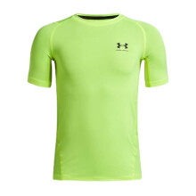 Camiseta de compresión de manga corta HeatGear para hombre en verde/negro, talla M