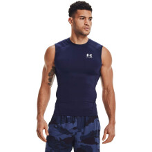 Under Armour Maglietta Compression Senza Maniche HeatGear Uomo, Midnight Navy (410)/Bianco, Grande