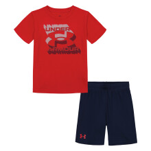 Under Armour Pojkar T-shirt och Shorts Set, Lätt Andningsbar, Röd Zon, 4 US