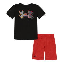 Under Armour Jungen T-Shirt und Shorts Set, leichtes atmungsaktives T-Shirt, schwarzes Logo, 2T US