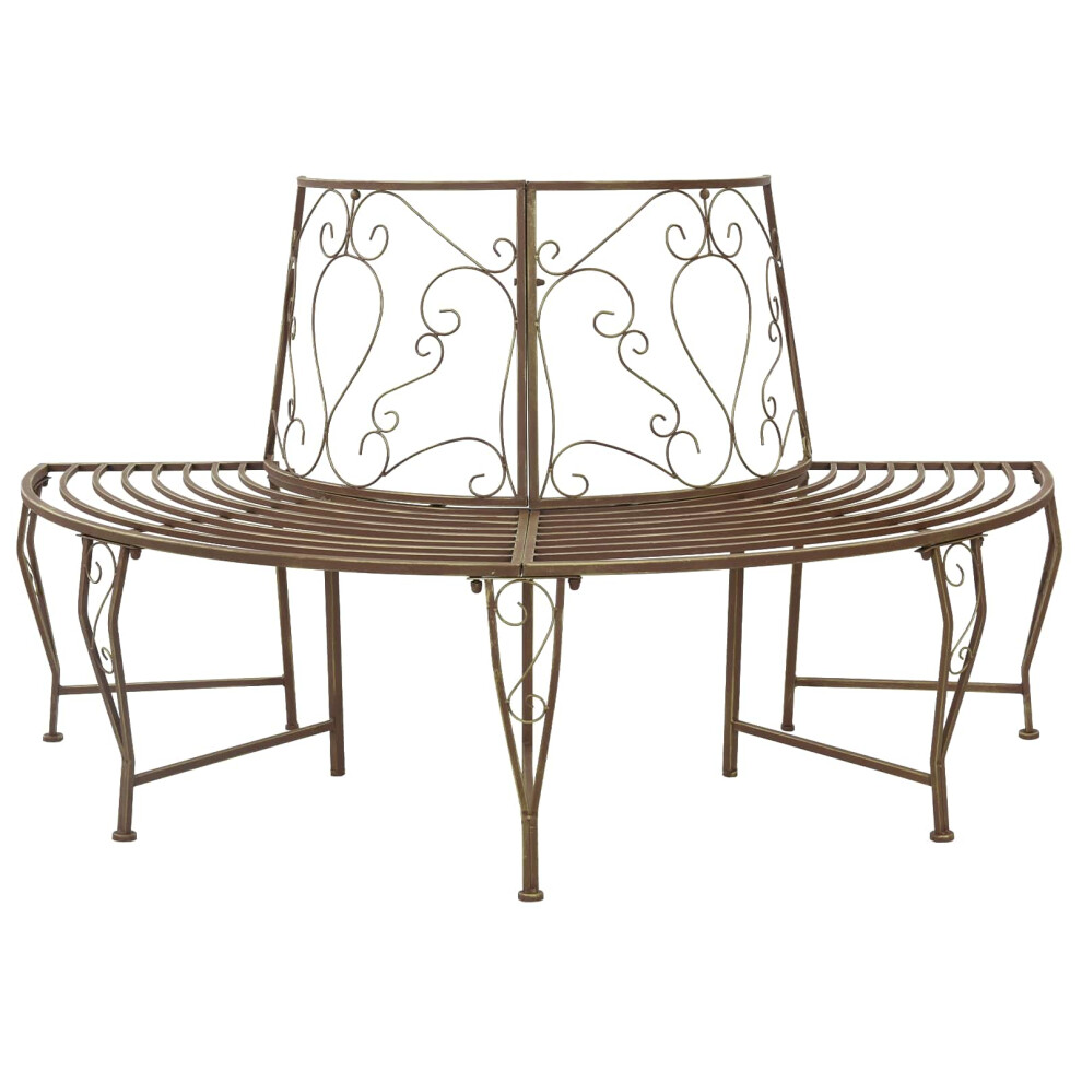 Vidaxl Tree Bench 4-Seater 160 X 80 X 89 Cm Steel Antique Brown