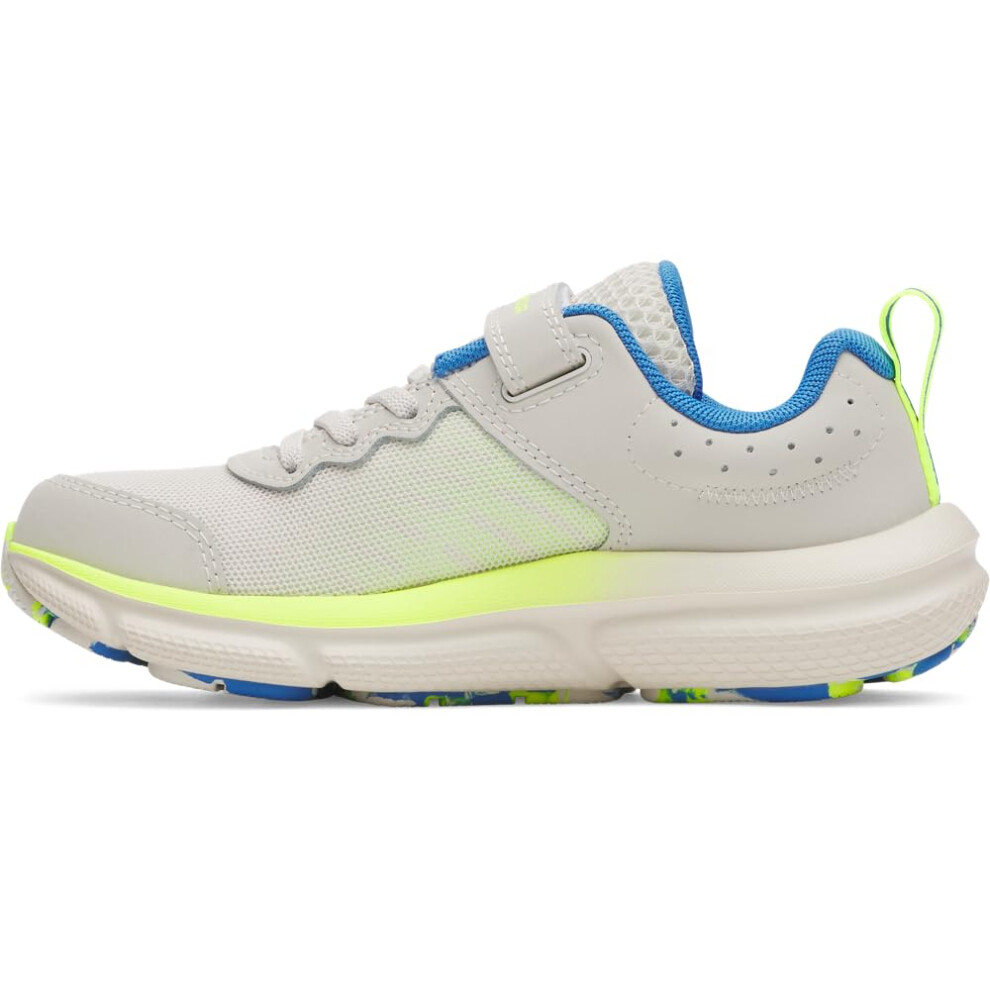 Under Armour Boys' Pre School Assert 10 Alternate Closure, (110) Summit White/High Vis Yellow/Blue Atlantis, 3, Us