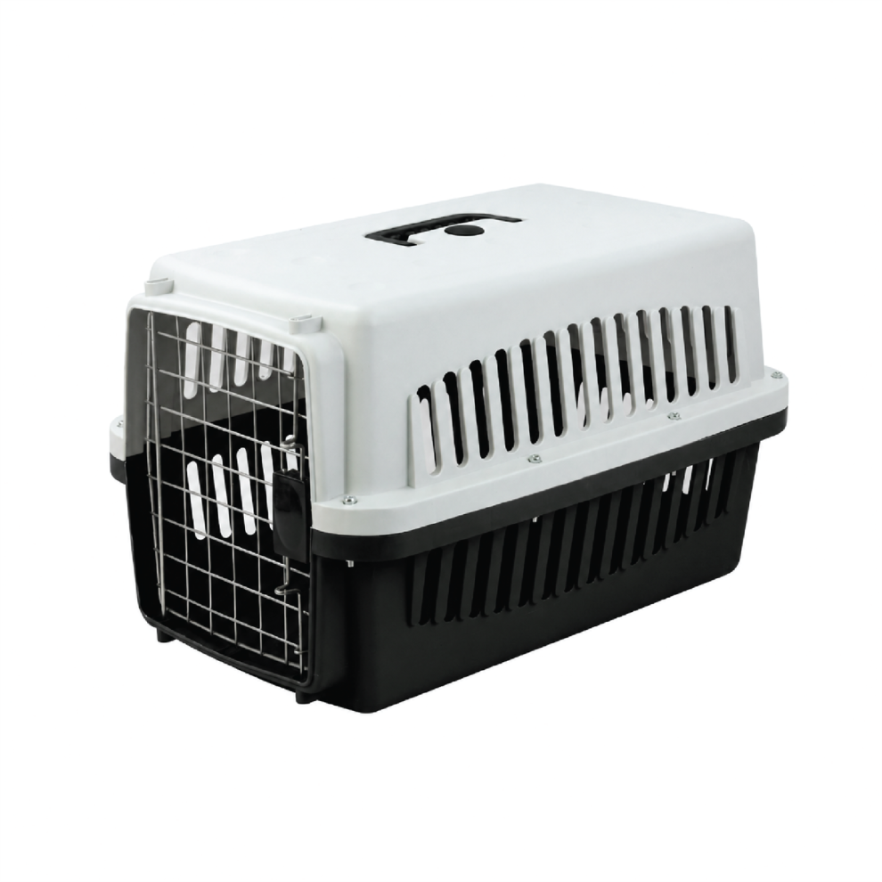 Kct Portable Plastic Pet Travel Carrier Cage For Cats/Dogs/Animals - Medium Black