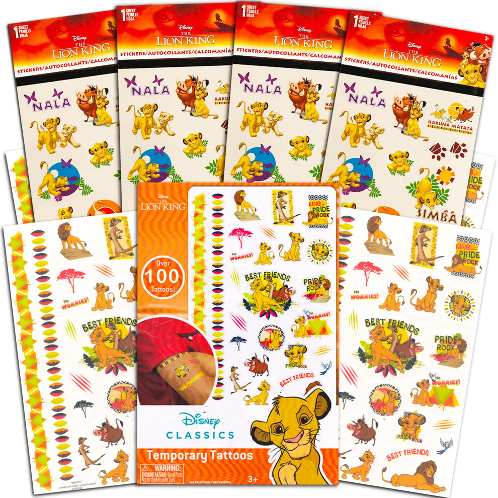 Disney Lion King Sticker And Tattoos Party Favors Super Set ~ Bundle Includes Over 200 Lion King Temporary Tattoos And Stickers (Lion King Party Favor