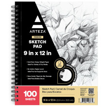 Cuaderno de bocetos espiral ARTEZA 9x12" 100 hojas para dibujo para adultos y adolescentes