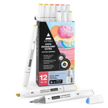 ARTEZA Alkoholmarker Set mit 12 Pastellfarben, EverBlend Dual-Tip Marker für Erwachsene