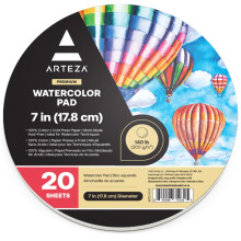 Papel Acuarela ARTEZA, 20 Hojas, 7 Pulgadas, 140lb/300gsm, 100% Algodón, Prensado en Frío, Papel Libre de Ácido
