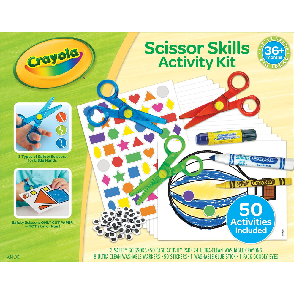 Crayola Toddler Scissor Skills Activity Kit (3Ct), Safety Scissors And Craft Supplies, Toddler Crafts, Gift For Kids, Ages 3+