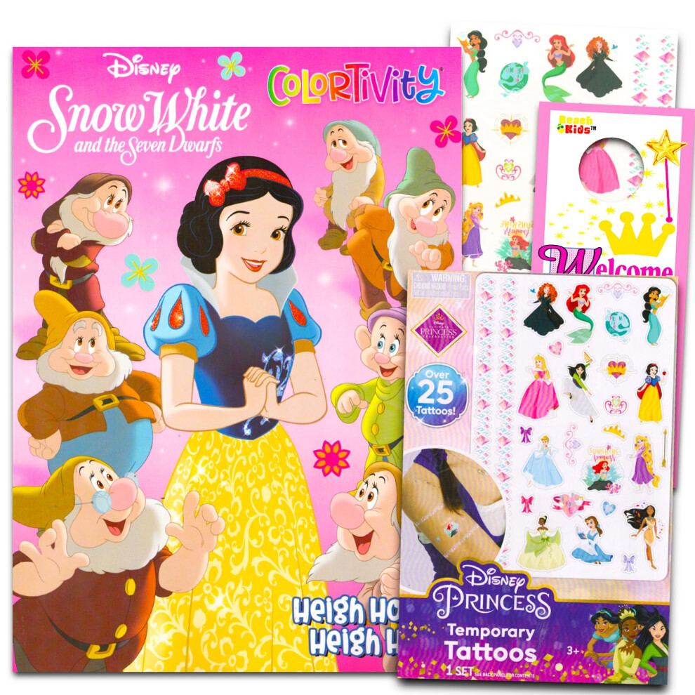 Disney Snow Coloring Book Set For Girls - Bundle With Snow Activity Book With Tattoos And More | Snow Coloring Set For Kids, Toddler White