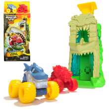 Monster Jam Mini Jams, Megalodon Jungle Blaster Launcher Set, 2 Exklusiva Die-Cast Monster Trucks, Barnleksaker 3+