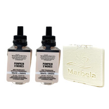 Bath & Body Works Pumpkin S'Mores 2er Set Wandblumen Nachfüllung mit Natur Hafer Seife