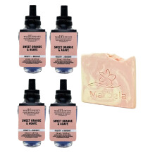 Bath & Body Works Süße Orange & Agave 4er Pack Wandblumen Nachfüllset mit Himalaya Salz Seife