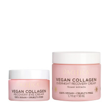 Pacifica Vegan Collagen Overnight Face & Eye Cream Set of 2 - Night Cream + Anti-Aging Lotion - Plumping Collagen Moisturizer & Undereye Treatment Inf