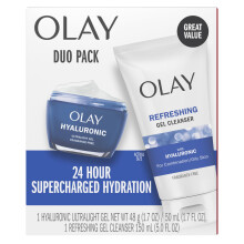 Olay Hyaluronic Duo Pack, erfrischendes Gel-Gesichtswaschmittel, duftfrei 5 fl oz, Hyaluronic Ultralight Gel-Gesichtsbefeuchter, duftfrei 1.7 oz