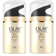 Olay Total Effects 7 In 1 Anti-Ageing Face Moisturizer, Vitamin B3 & E, 50G | Reduces Wrinkles, Evens Tone, Hydrates Skin (50G (Pack Of 2), Gentle Spf