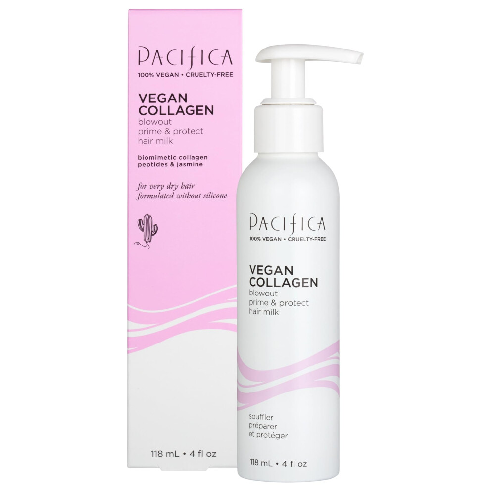Pacifica Heat Protection Spray For Hair - Vegan Collagen Blowout Prime & Thermal Protection Hair Milk - Blow Dry Spray - For Curly, Wavy & Straight Ha
