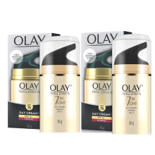 Olay Total Effects 7 In 1 Anti-Ageing Face Moisturizer, Vitamin B3 & E, 50G | Reduces Wrinkles, Evens Tone, Hydrates Skin (50G (Pack Of 2), Day Cream