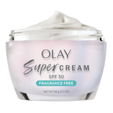 Olay Super Cream with Sunscreen SPF 30, Fragrance Free Lightweight Face Moisturizer with Sun Protection, 5-in-1 Skin Care - Hydrating, Brightening, Fi